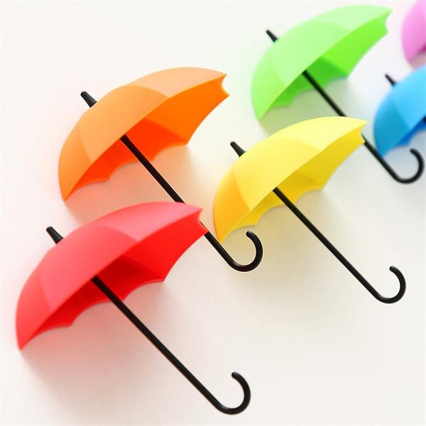 Plastic Creative Umbrella Hook Set With Strong Adhesive No Trace Wall Mount For Kitchen Bathroom Decor
