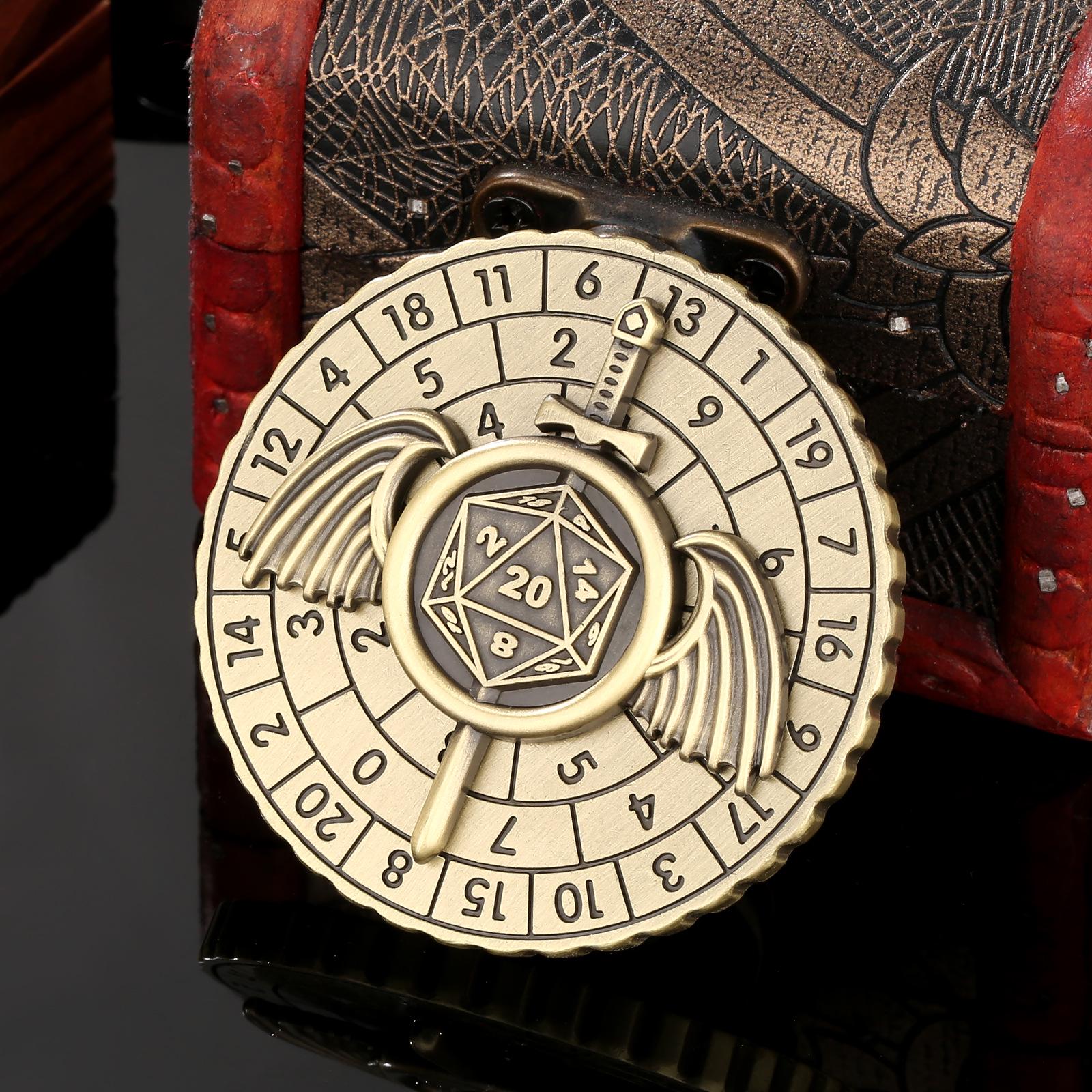 Wing Sword Fidget Spinner Dice for Tabletop Role-playing Games бронзовый