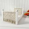 Disassembled Wooden Bed White Knitted Bohemian Rustic European Country Style Photo Prop Home Decor Photography Studio Shooting