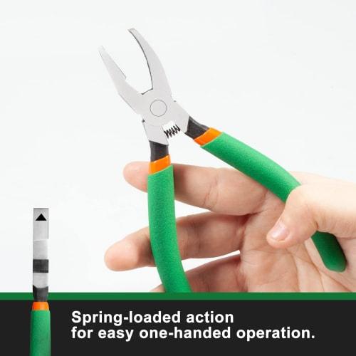 LEONTOOL 6-inch Breaker Grouser Pliers with 3/8-inch Flat Curved Jaws, Spring-Loaded Glass Breaking Tool for Trimming Glass, Ceramic, Stained Glass, M