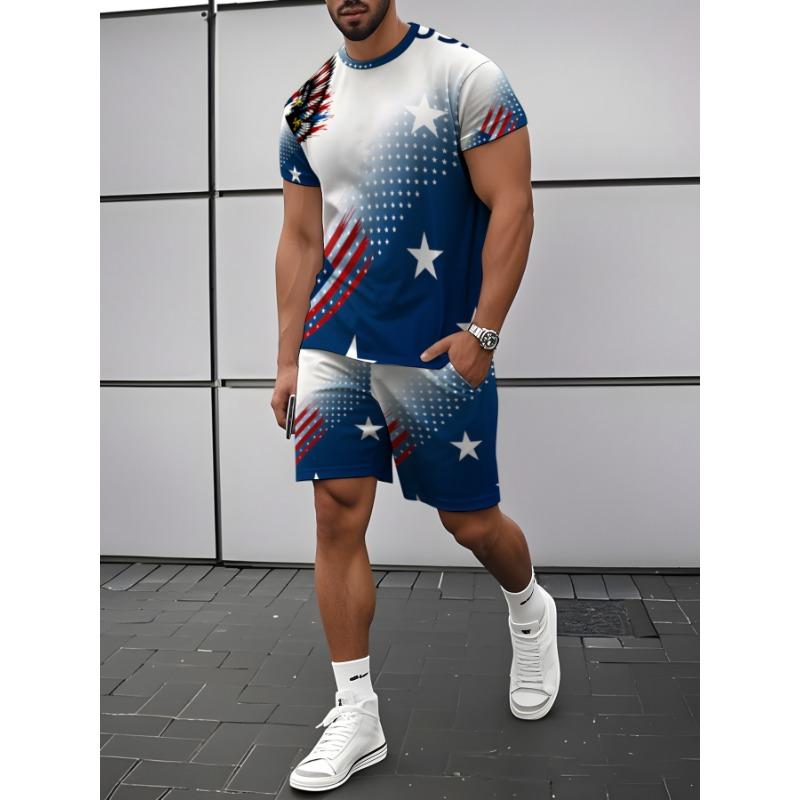 American stars and stripes pattern men s sports suit S