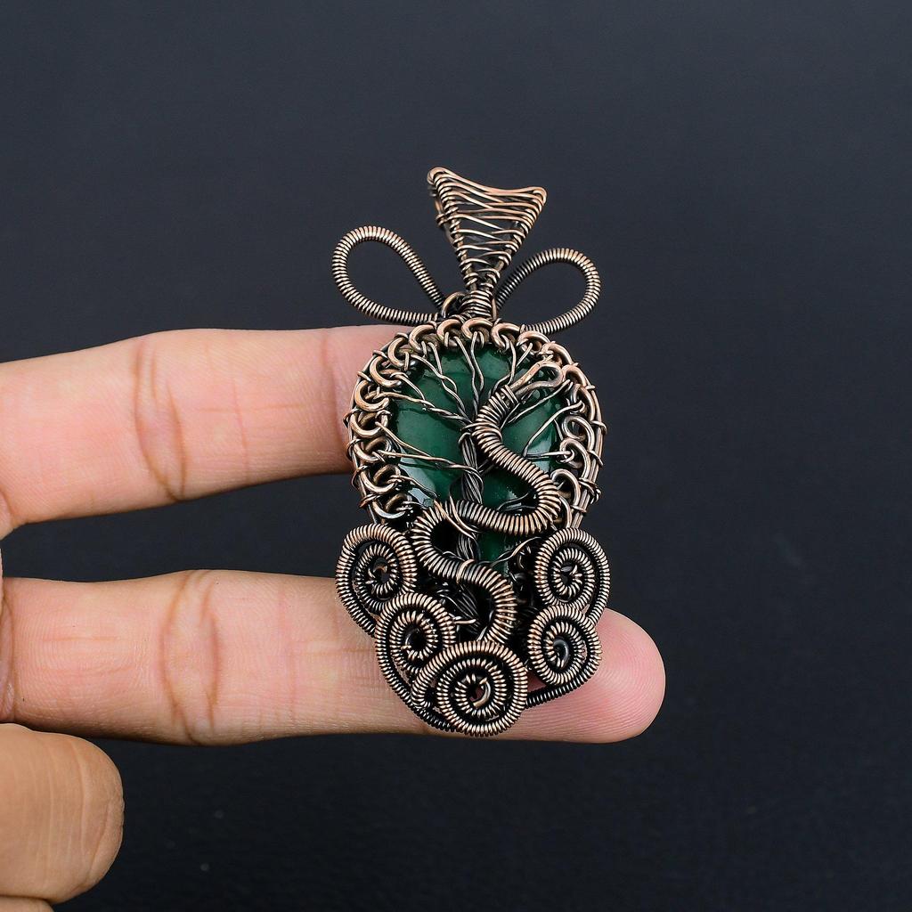Malachite Pendant, 999 Copper Wire Wrapped Pendant Jewelry. Gift For Women Handmade Pendant Gemstone Jewelry