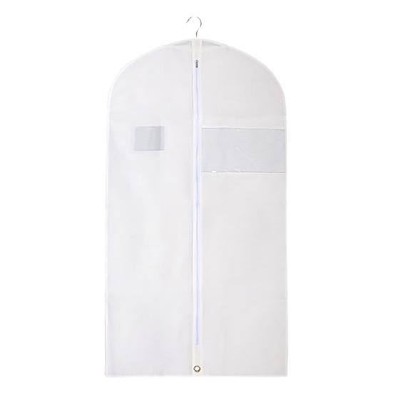 

Чехол для одежды с держателем для визиток, прозрачным окошком, пыленепроницаемый, подвесной, из нетканого материала, для хранения в шкафу, для пальто, пиджаков L белый