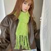 Luochi Knitting~Candy Color Plush Scarf: Soft, Skin-Friendly, Warm Tassels & Braids, Versatile Winter Neck Warmer for Women.