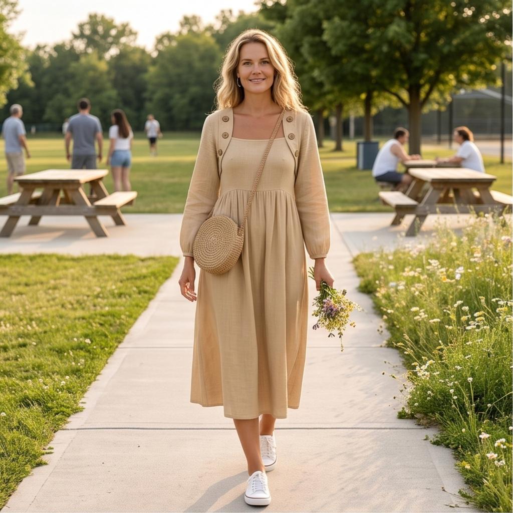Women's Elegant Color Dress for Vacation and Daily Wear