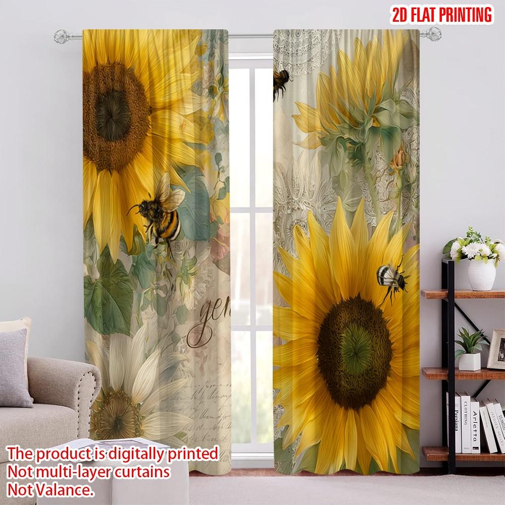 

2pcs,2D plane printing Curtains Roller Blinds Sunflower Bliss Polyester Woven (without rod) Outdoor Decorations Use for Bedroom 52.50 × 116.00 cm 2 pcs