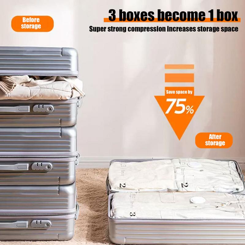 Compression Storage Bags 2X Space Saver Bags Portable Organizer For Clothes Pillows Comforters Travel Luggage Backpack No Vacuum