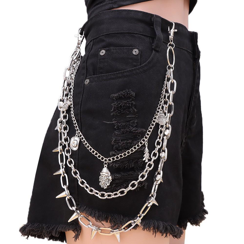 Chaîne de taille multicouche Hip Hop Punk Métal Rivet Bijou pour Performance Scénique