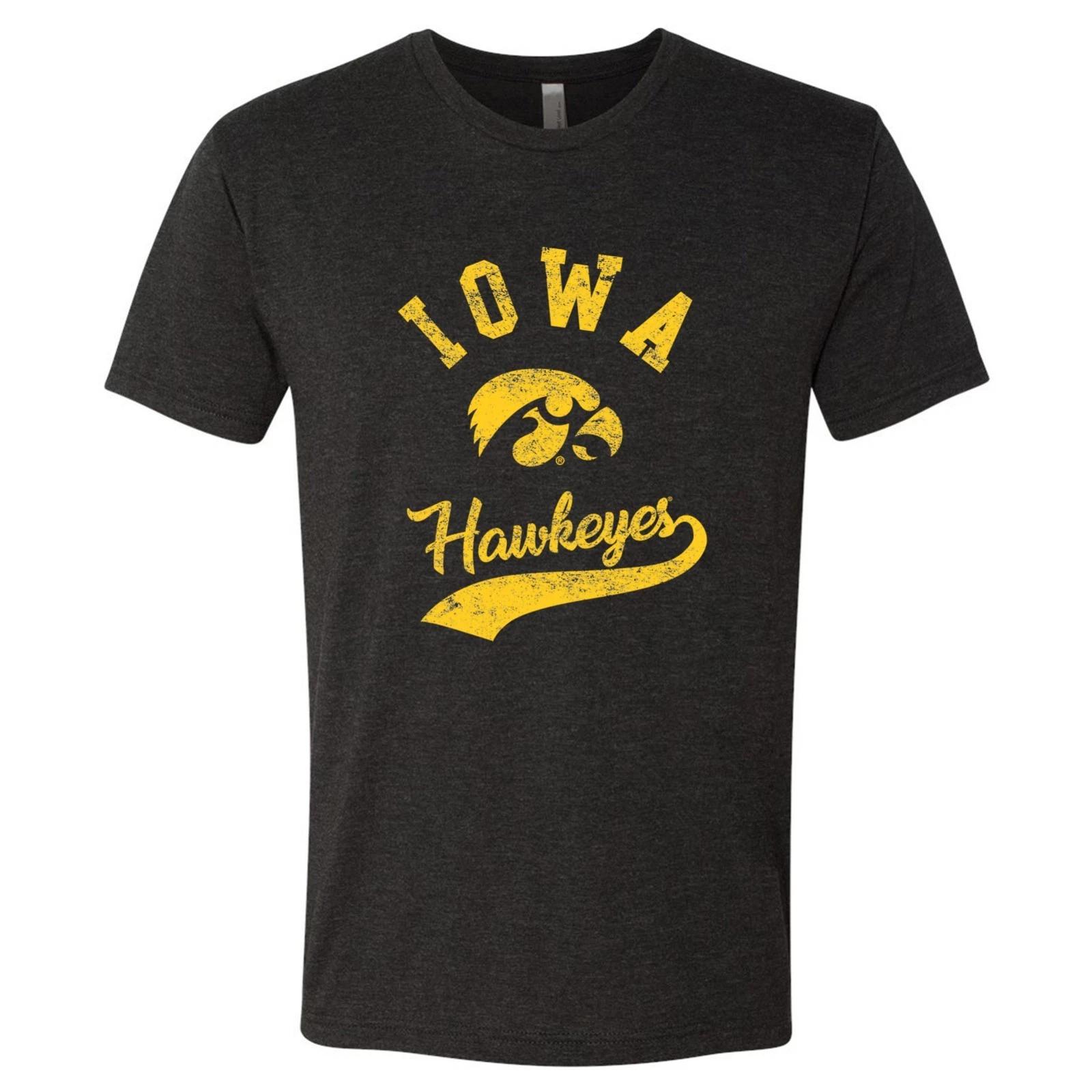 Iowa Hawkeyes Retro Script Licensed Unisex Triblend T-Shirt - Vintage Black L