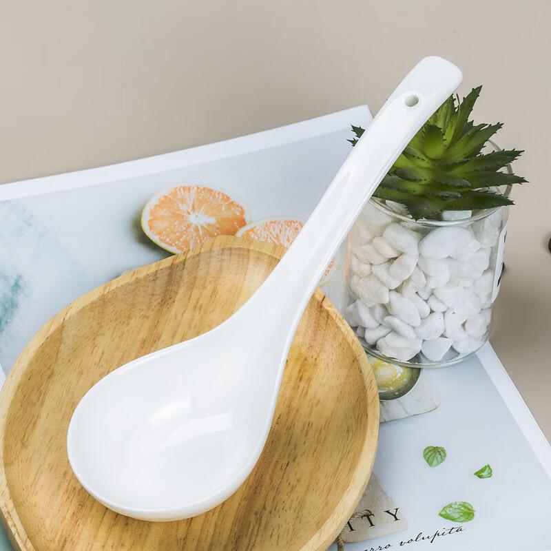 Large White Ceramic Soup Spoon