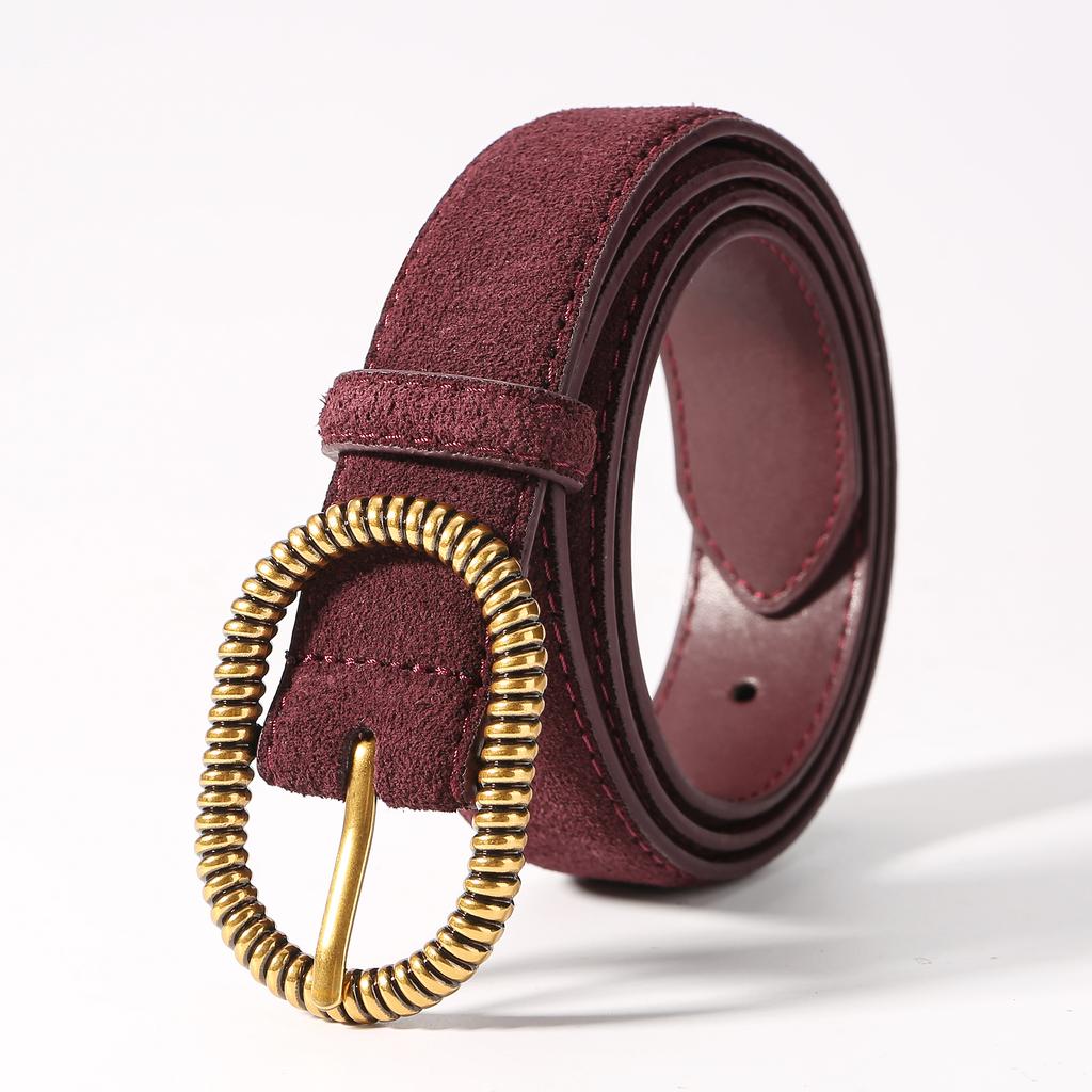 New Luxury Suede Leather Belt for Women Jeans Casual Dress Vintage Alloy Buckle Ladies Trendy Belts Fashion Waistband