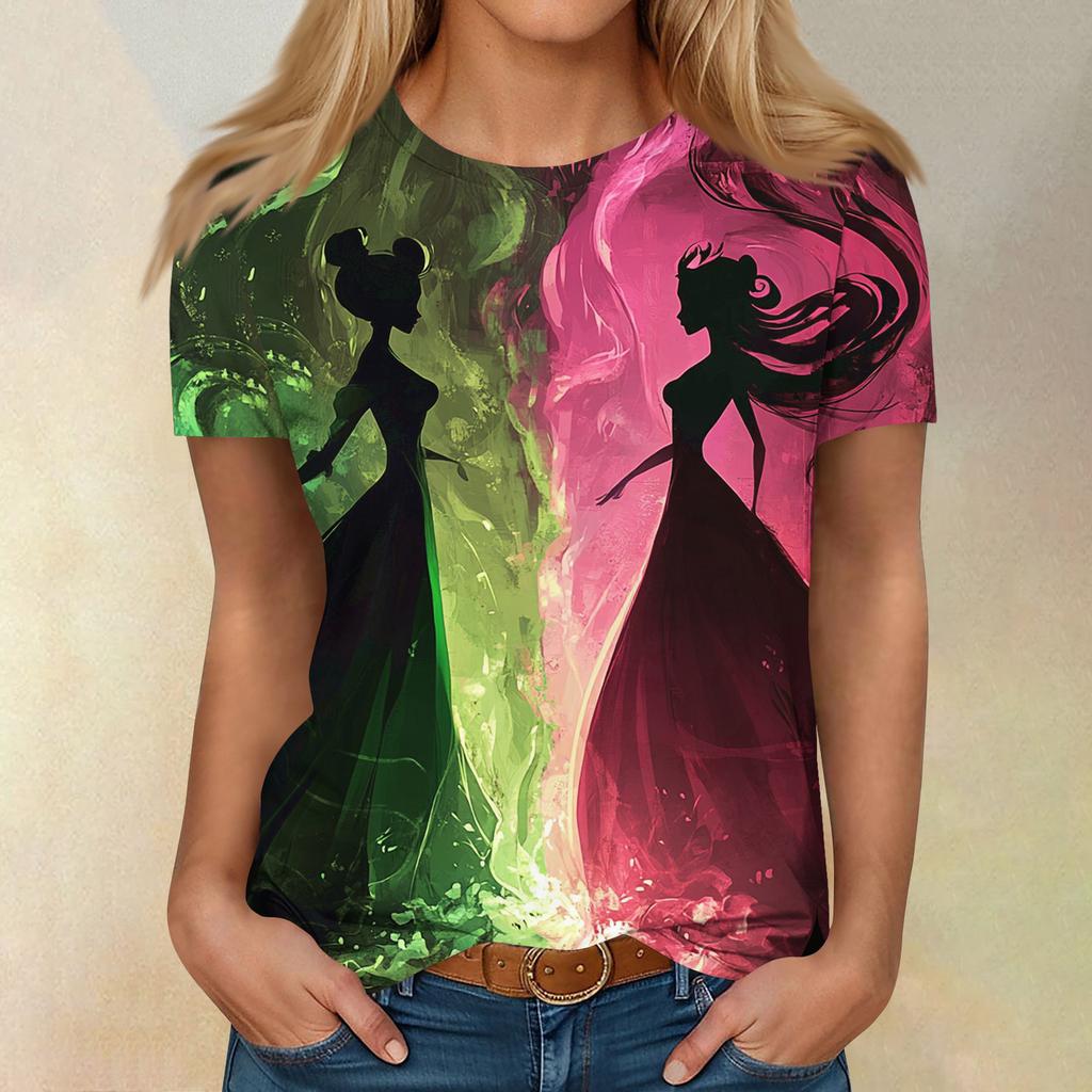 Women's Casual Fashion Cartoon Print Short-Sleeve Top/T-Shirt