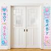Buryeah 2 Pcs Gender Reveal Door Decorations Boy or Girl Porch Signs Gender Reveal Door Hangers Banner He or She Porch Signs for Baby Shower Party