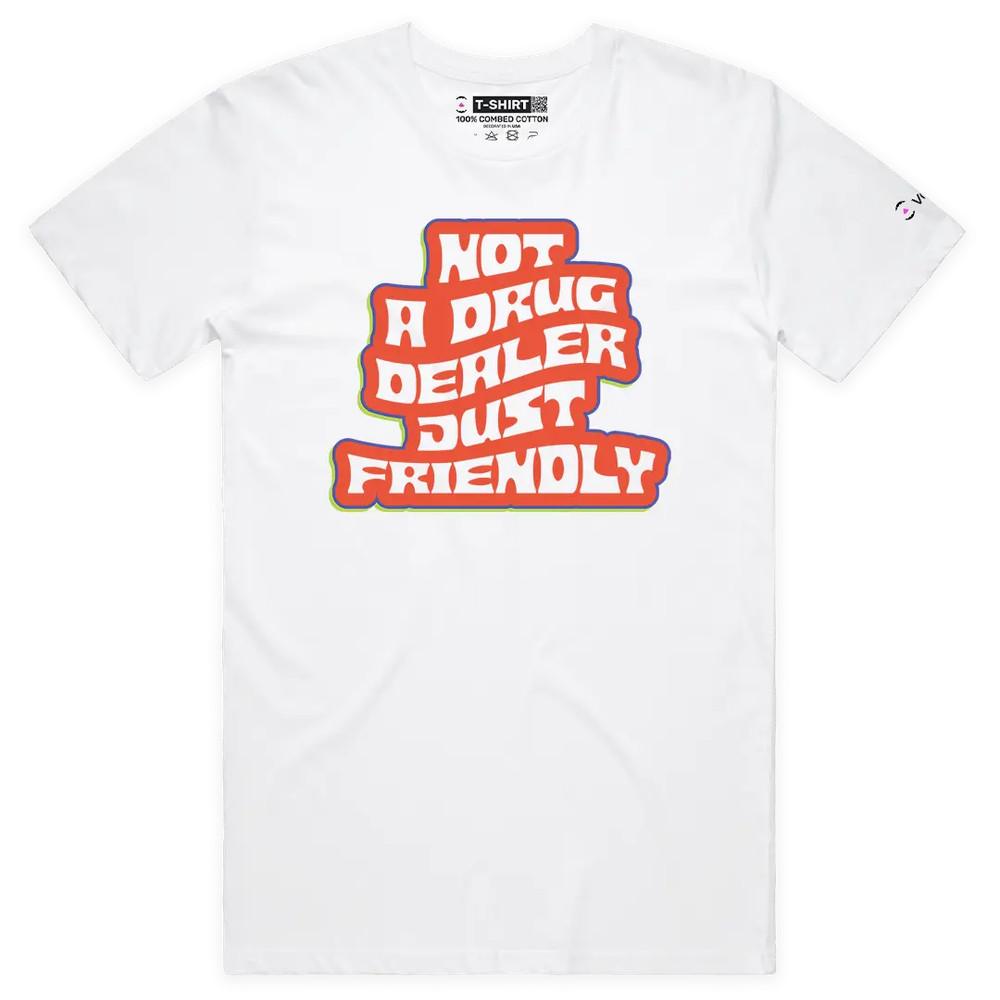 VOICEART Not a Drug Dealer Just Friendly Funny Graphic Meme Premium T-Shirt 4XL