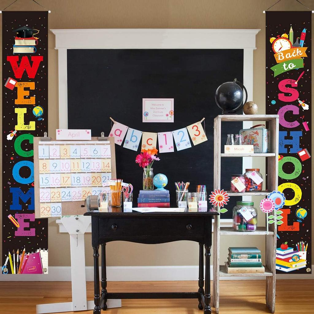 LioNergy Back To School Banner Welcome Banner for First Day of School Hanging Fabric Banners Flags Sign Backdrop Décor Supplies for Pre-School