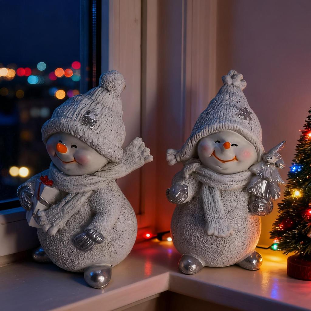 Julsnögubbe Dekor 2st Prydnader Figurer Bordsdekorationer Snögubbe För Vinterhelg Hemma Bord Skrivbord Kontor Hylla