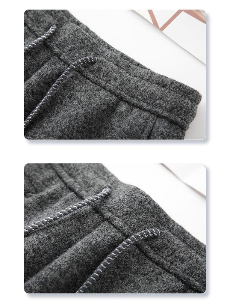 2025 Women's Gray Wide-Leg Wool Pants: Winter Thickened, Soft, and Stylish with a Casual, Drape Design