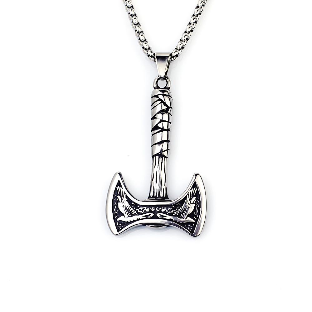 Viking Dragon Pattern Stainless Steel Necklace Bold Retro Fashion Jewelry