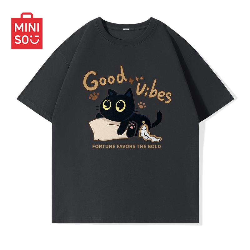 

MINISO Men s Pure Cotton Loose Fit Round Neck T-Shirt XL
