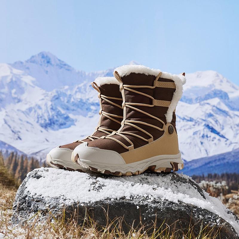 Anta Kids Trendy Fashion Thickened Warm Boots Kids Boots Brown Khaki Gray A22446923-2