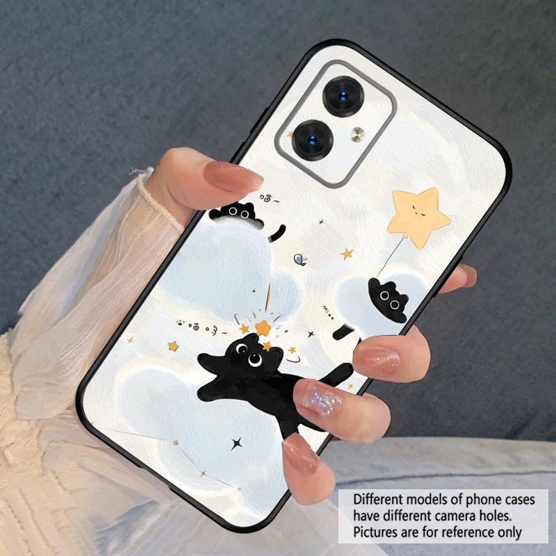 Cartoon Moon Cat For Motorola Moto G 04 G05 G14 15 24 34 35 54 55 75 84 85 Edge 40 50 Fusion 60 Fusion silicone soft phone case