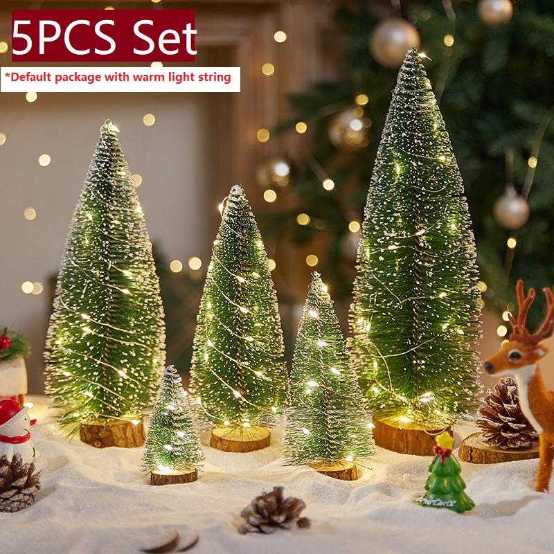 2025 Mini Christmas Tree Decoration Ornament Home Desktop Lights String Glowing Christmas Tree Xmas Holiday New Year Craft Decor