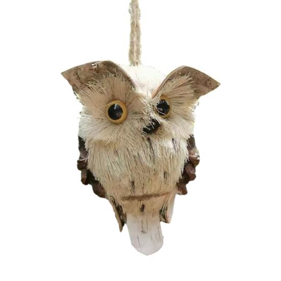 Sova závěsná dekorace Ručně vyráběná slámová sova přívěsek Rustikální závěsná sova ozdoba pro svátek Statek Domov Dekorace na párty