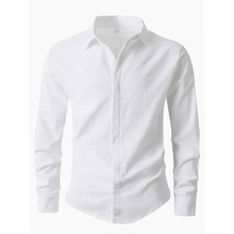 Solid Color Commuting Casual Sports Long-sleeved Shirt Spring and Autumn Lapel Men's Simple Personality