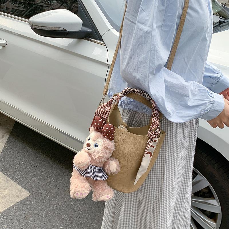 Fashion New Vegetable Basket Bag Niche High-end Bucket Bag Cute Bow Bear Shoulder Backpack