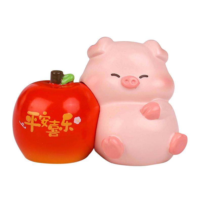 Fruit Pig Resin Craft Car Decor Cute Tabletop Figurine For Gifts And Collectors