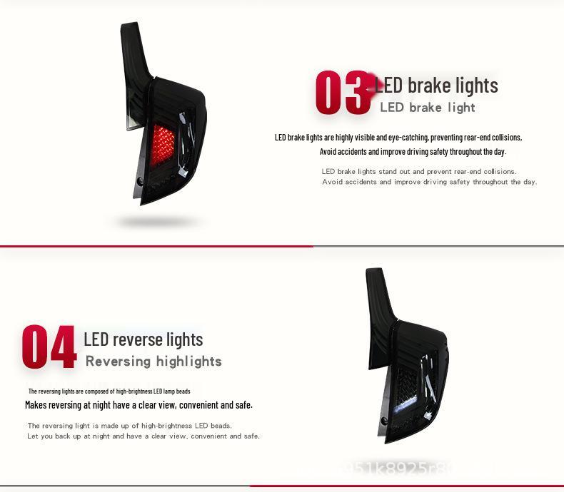 Honda Fit 2014-2020 GK5 LED Taillight Assembly with Sequential Turn Signal and Daytime Running Light.