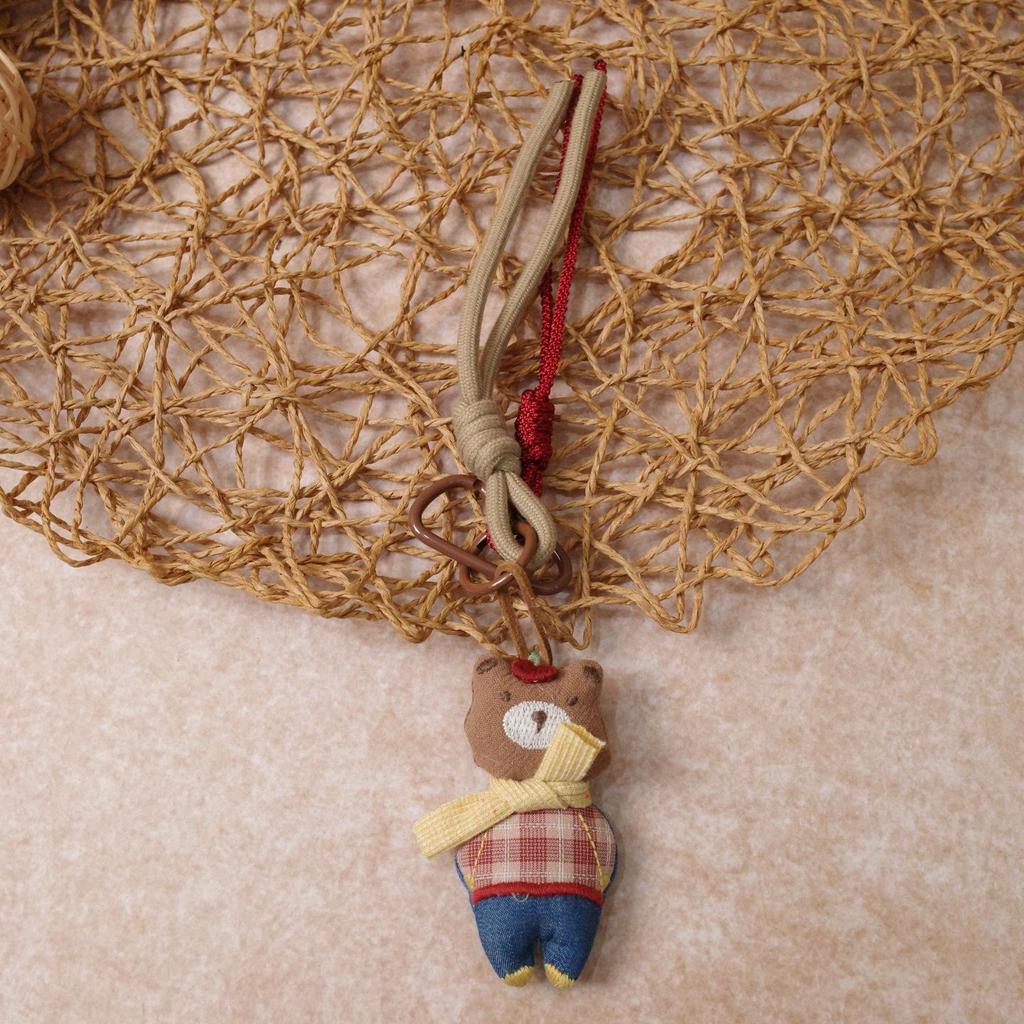 Forest Style Cotton-Filled Cartoon Bear and Rabbit Hanging Ornament - Versatile Japanese Fresh Design for Bags and Clothing