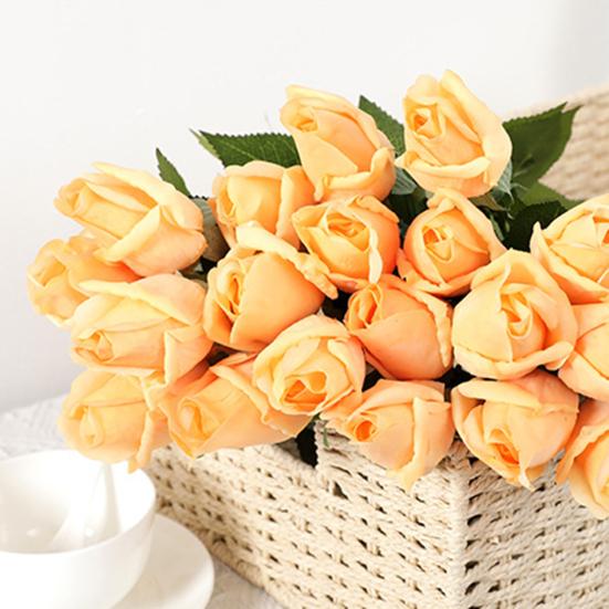 Rose Flower Buds Realistic Faux Silk Roses Bouquets Fake Flower Arrangement