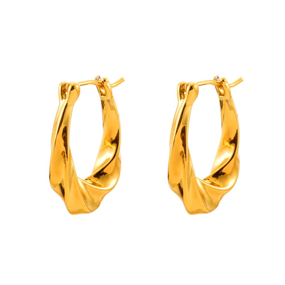 Stylish U-Shaped Twisted Hollow Earrings for Women - Elegant, Versatile Design for Everyday Wear