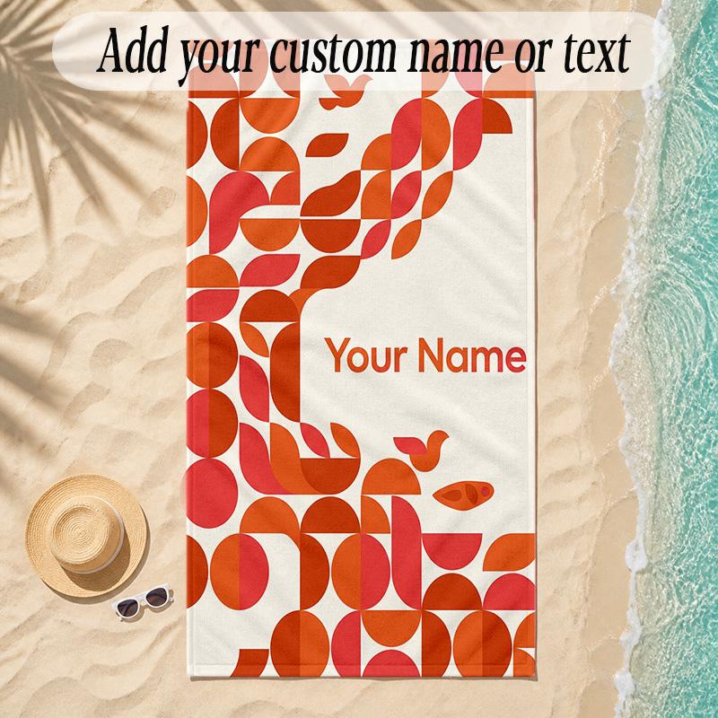 Birds Theme Soft Beach Towel Personalized Custom Name Text Towel Portable for Beach Pool Travel