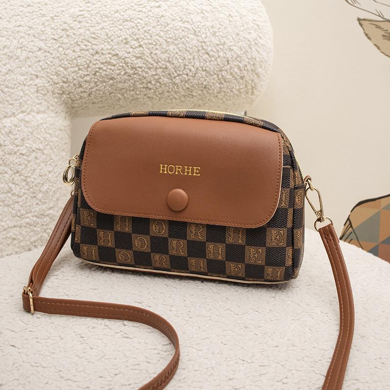 

Women s bag new summer simple letter shoulder bag messenger bag fashion checkerboard one piece