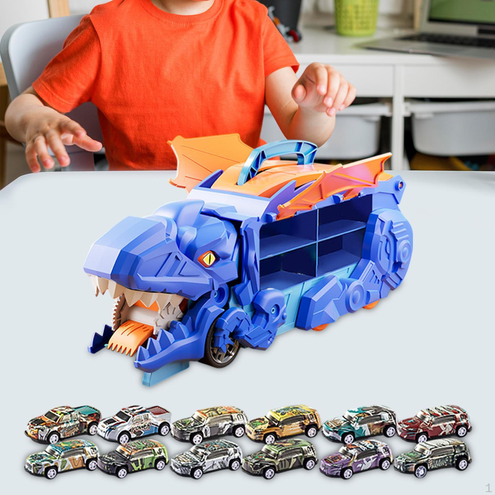 

Машина-динозавр, поедающая грузовик, новинка, фигурки, игрушки для малышей, подарки на день рождения, with 12 car