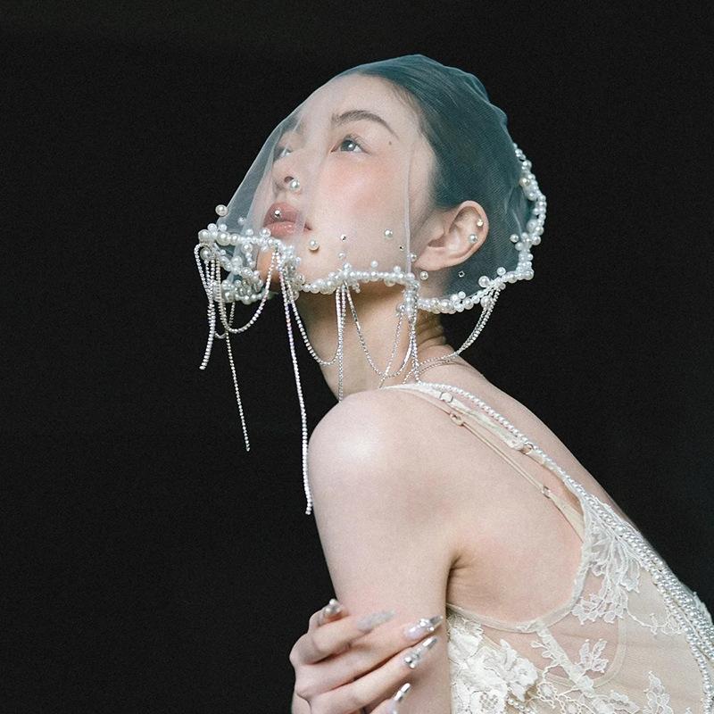 Elegante Perlen Braut Elegant Perlenbesetzt Kurz Für Frauen Hochzeit Ehe Haaraccessoires Für Fotografie-Requisiten