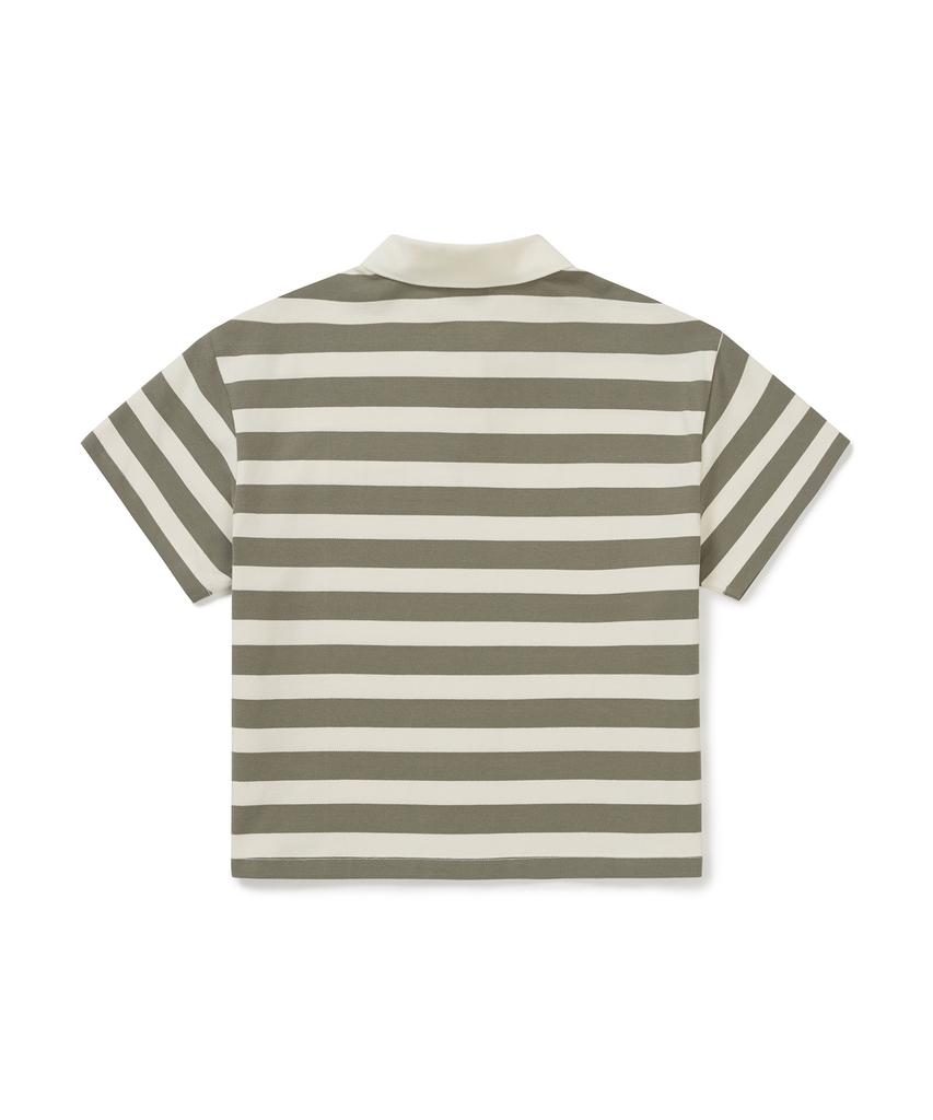 SNOWPEAK APPAREL Women'S Cotton Striped Polo Shirt (S25Mwfps69) Vintage Khaki