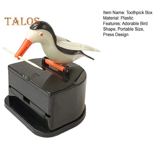 Bird Toothpick Dispenser Press Woodpecker Toothpick Holder Portable Home Office Restaurant Desktop Automatic Toothpick Organizer Container