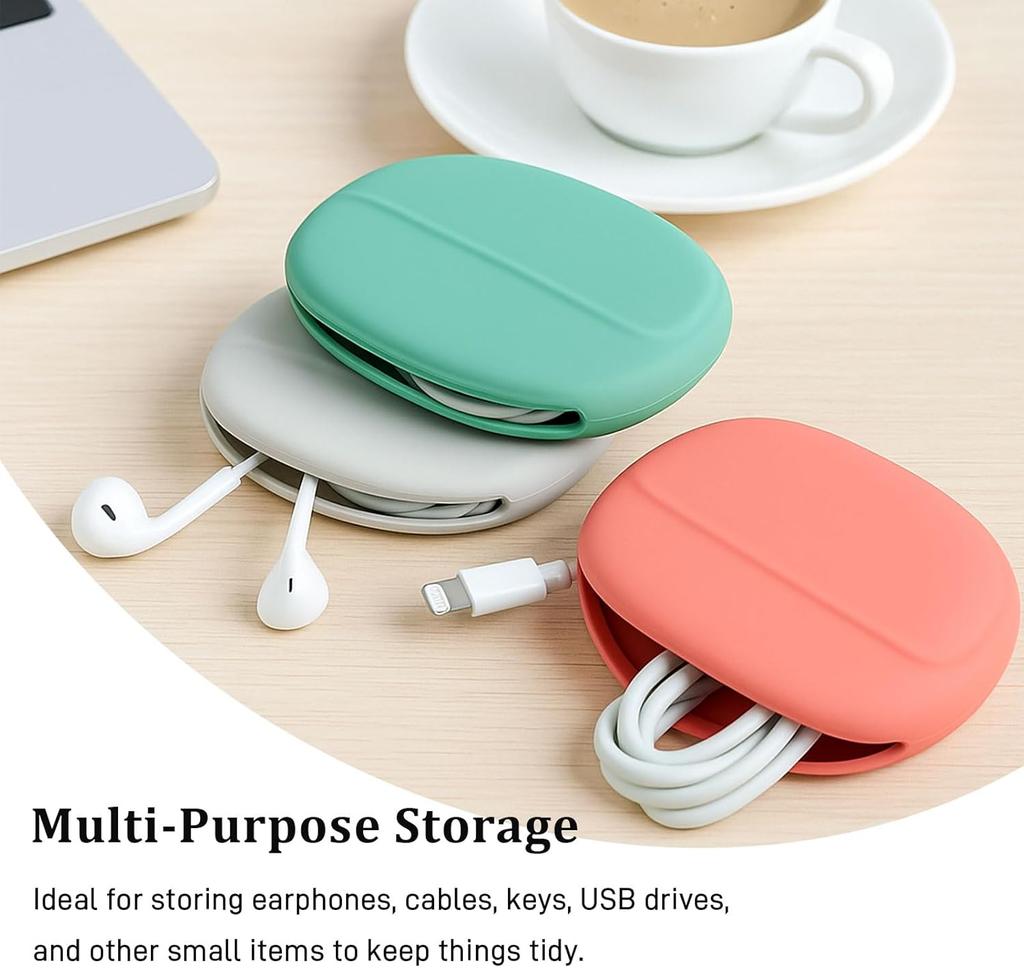 2/5PCS Soft Silicone Headphone Organizer Tangle-Free Earbud Cable Case Mini Shockproof Pouch for Keys USB Cords Travel Essential