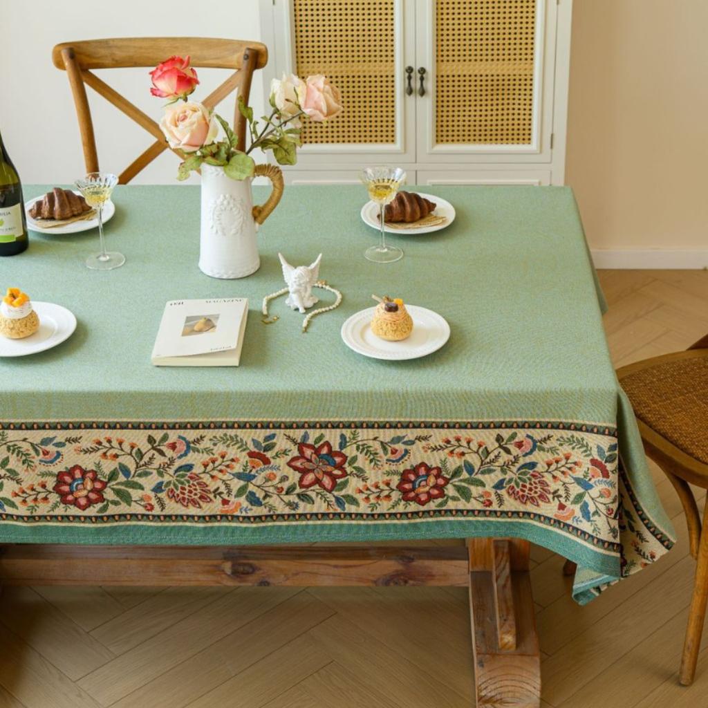 Soffbord Bordsduk Tyg Blåklockor Blomma Jacquard Krullad Kant Litterär Rektangulär Matsalsbordsduk