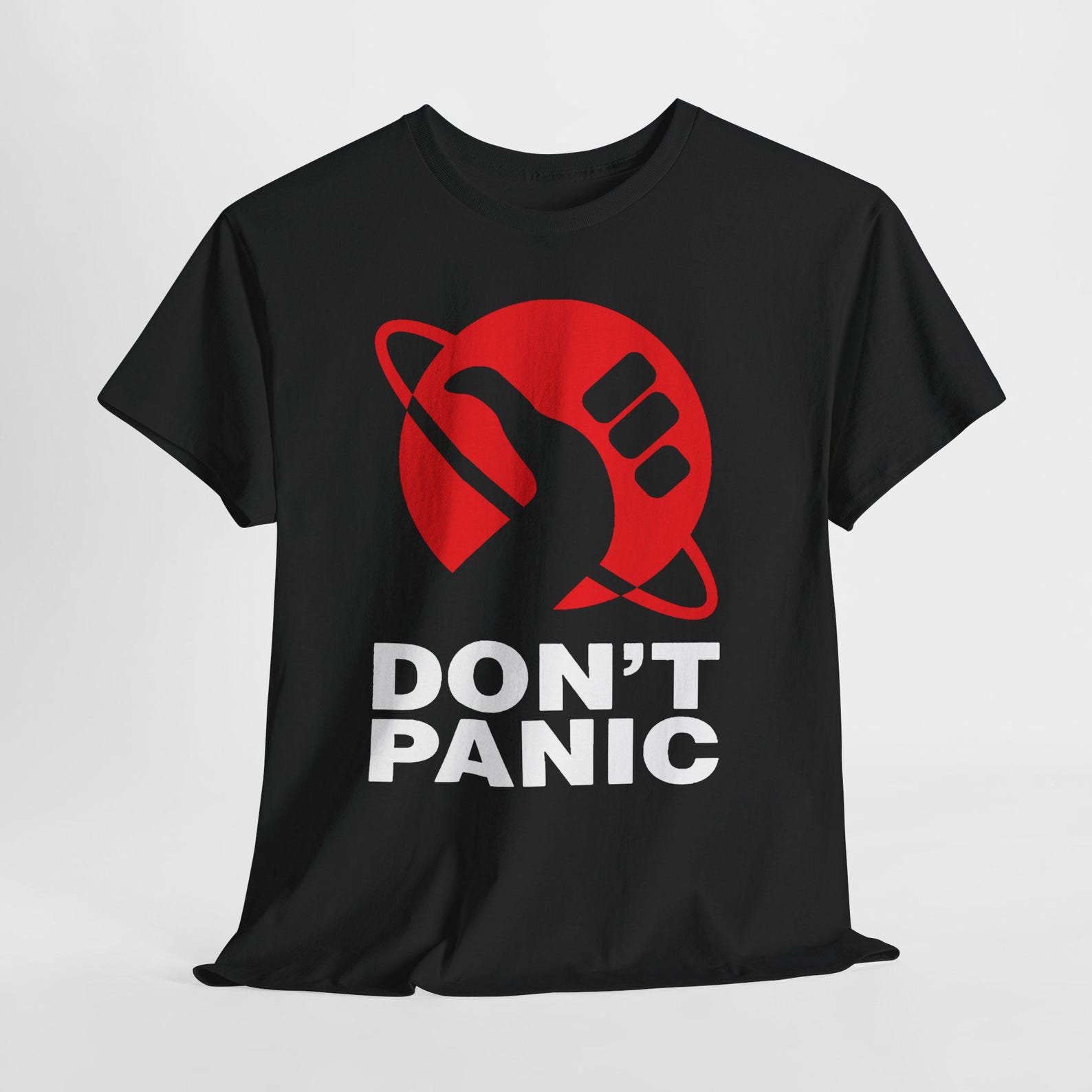Hitchhiker s Guide Don t Panic Symbol Slogans Navy Black Tees T-Shirt Size S-5XL XL