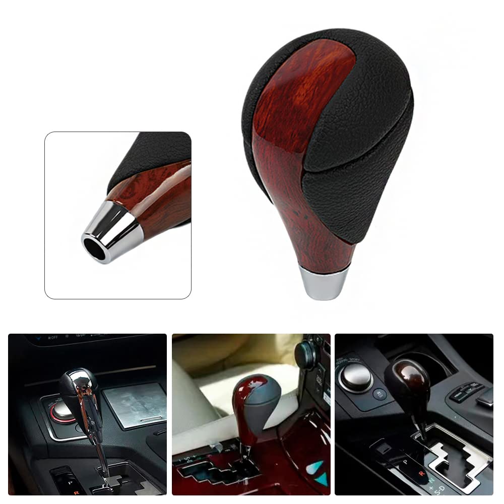 ZS Shift Knob Shift Lever Walnut Color Carbon Leather Leather Fit Toyota Lexus IS RX3 ES GS LS (Red)