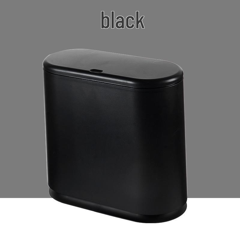 Oval Flip-Top Trash Can for Bathroom Gaps чёрный