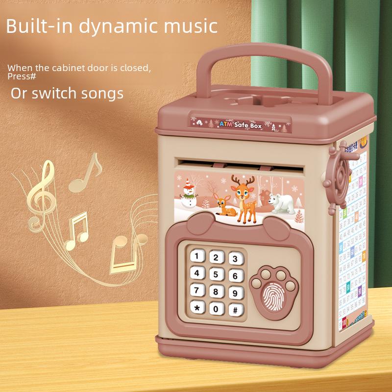 Large Capacity Fingerprint Piggy Bank for Kids - Automatic Money Roll & Birthday Gift