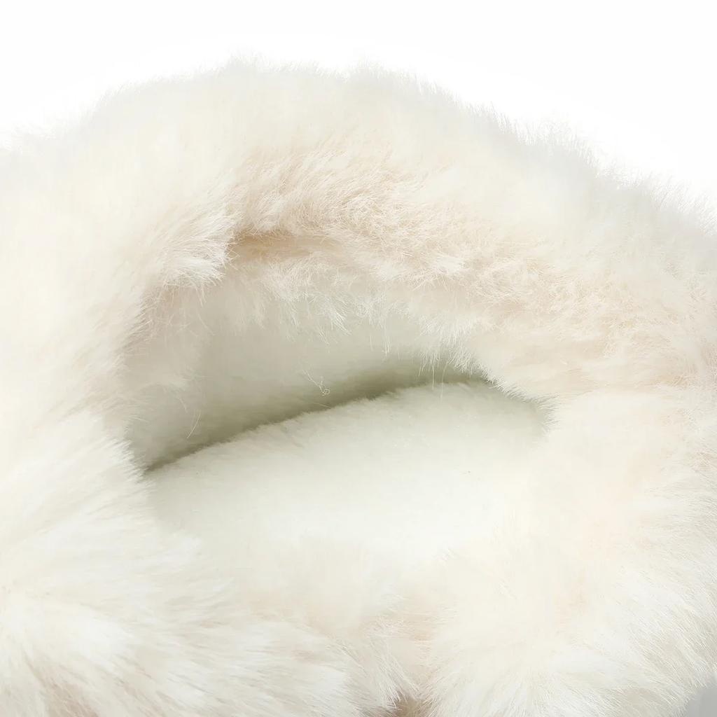 Fashion Women's Faux Fur Ankle Boots Chunky Platform Waterproof Snow Boots Women Silver Thick Plush Warm Winter Boots Shoes Woman 43