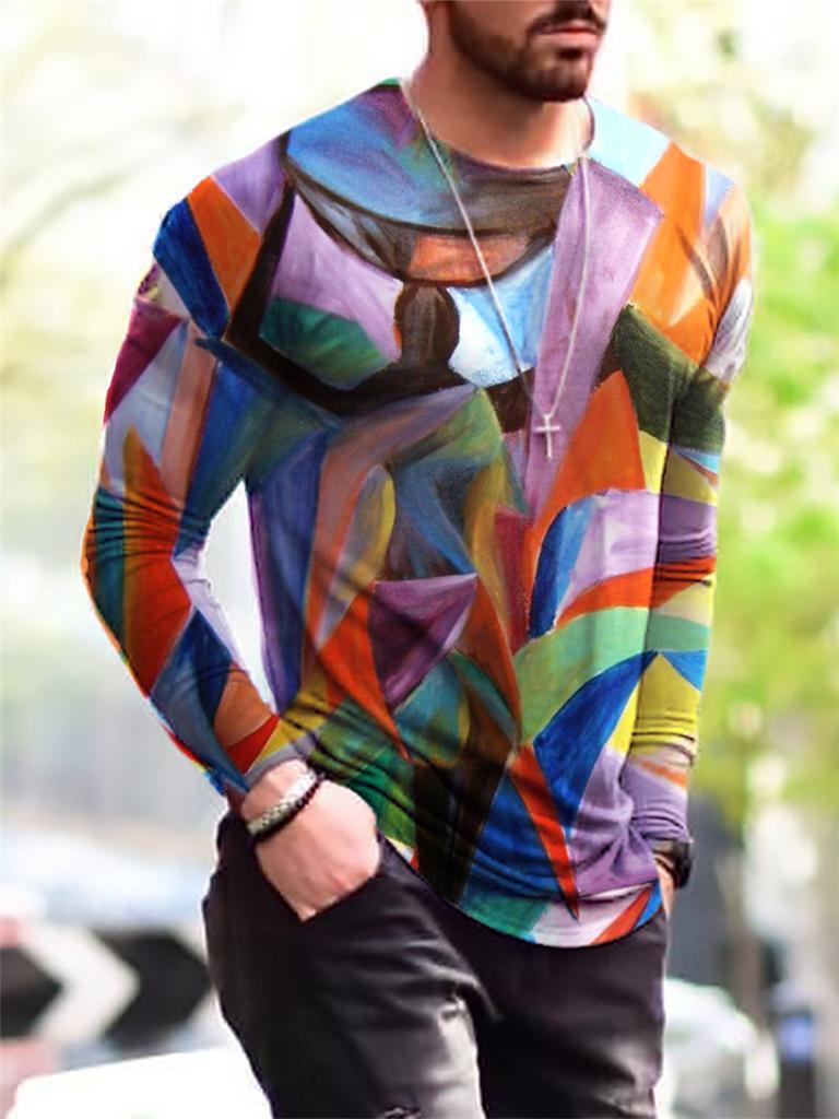 Street Hip Hop T-shirt Men Clothing O-neck Long Sleeve T Shirts 3D Print Graffiti Art Painting Fashion Autumn Harajuku Tees Top