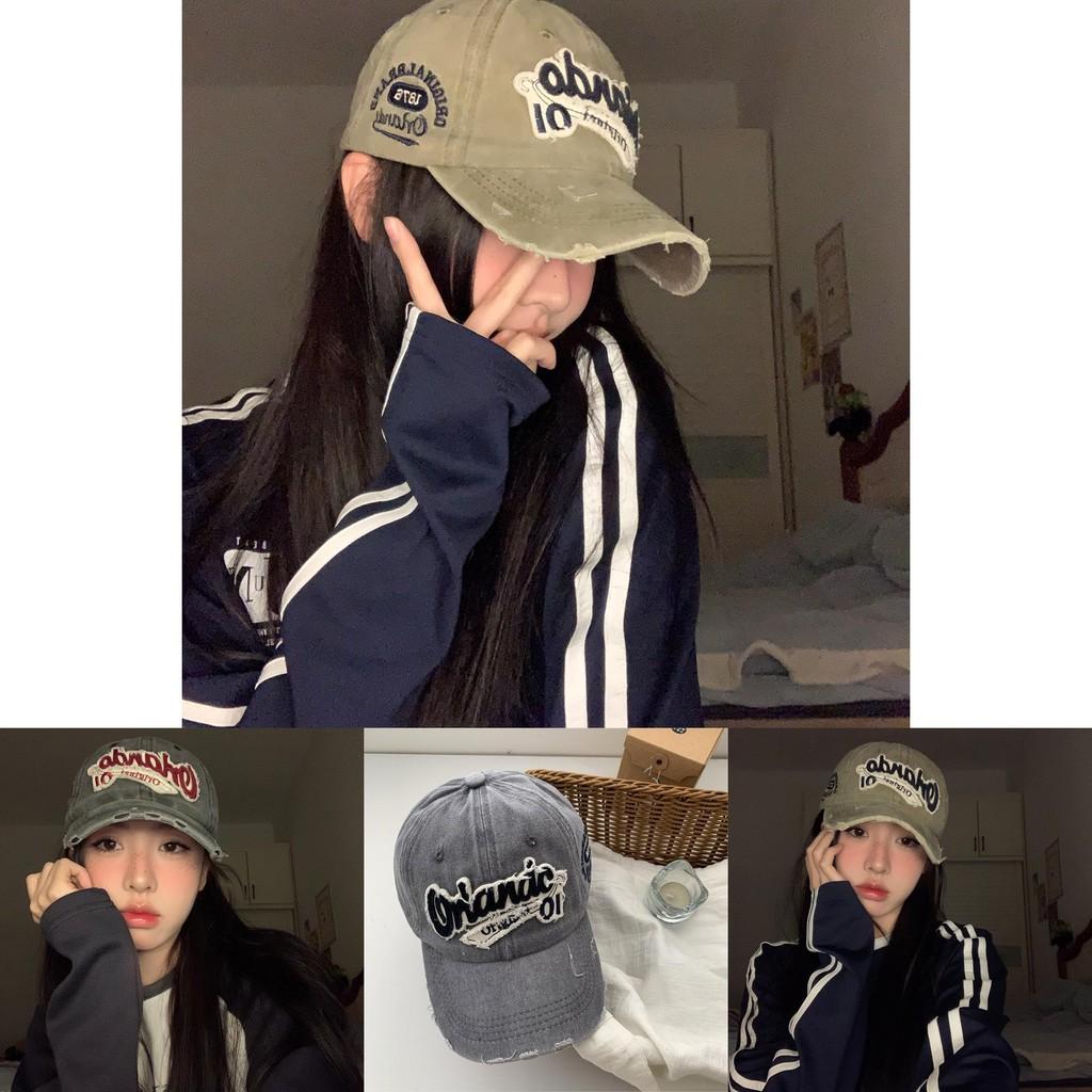 Trendy Vintage Style English Embroidery Baseball Cap For Women Sun Protection