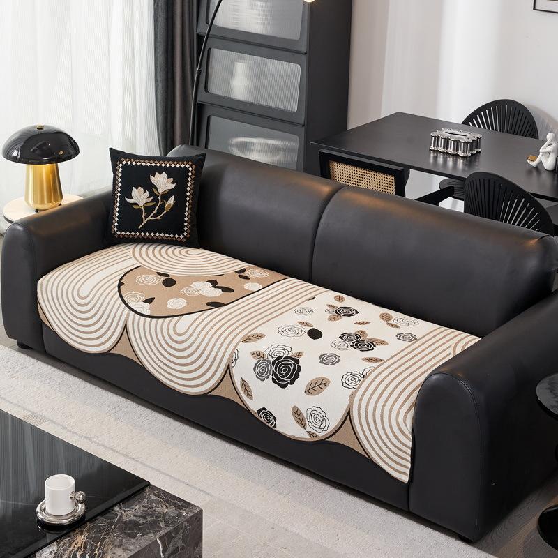 Special-Shaped Leather Sofa Pad, Light Luxury And High-End Sense, Universal In All Seasons  New Irregular Non-Slip Seat Cushion Cover Cloth Towel